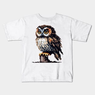 Owls are beautiful - Pixel art Kids T-Shirt